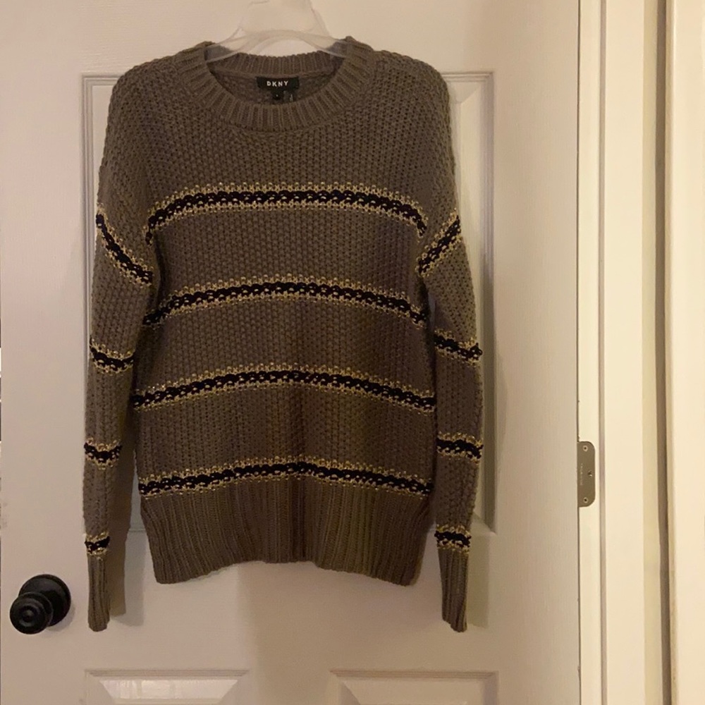 DKNY olive stripped sweater